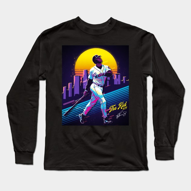 Ken Griffey Jr The Kid Basketball Legend Signature Vintage Retro 80s 90s Bootleg Rap Style Long Sleeve T-Shirt by CarDE